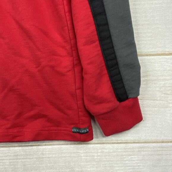 Odlo Sweatshirt Mens L Red Gray Long Sleeve Running Performance Pullover 1/4 Zip - Picture 2 of 11